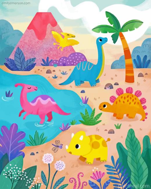 Dinosaurs Illustration Painting By Numbers Kits