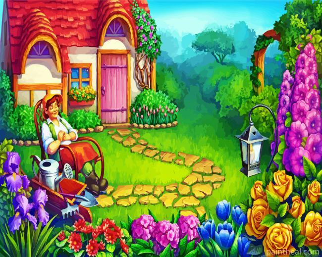 Relaxing In Garden Painting By Numbers Kits