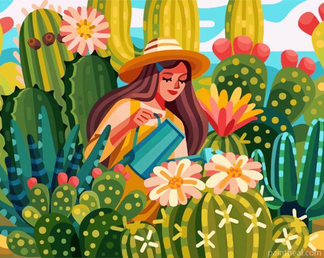 Woman And Plants Painting By Numbers Kits