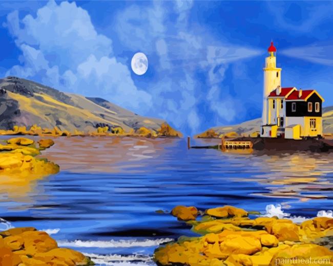 Moonlight Lighthouse Painting By Numbers Kits