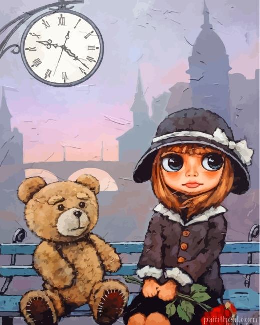 Girl And Teddy Bear Painting By Numbers Kits