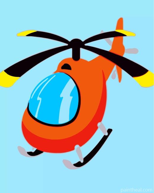 Orange Helicopter Painting By Numbers Kits
