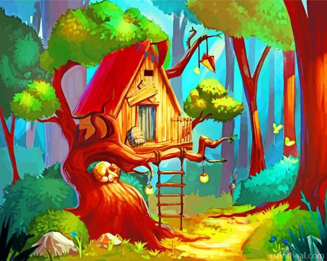 Forest Tree House Painting By Numbers Kits