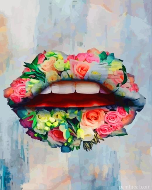 Floral Lips Painting By Numbers Kits