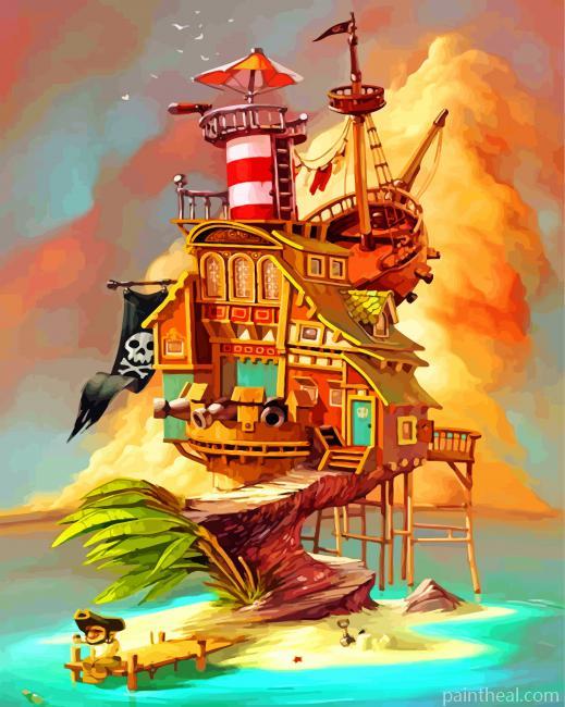 Pirate Ship House Painting By Numbers Kits
