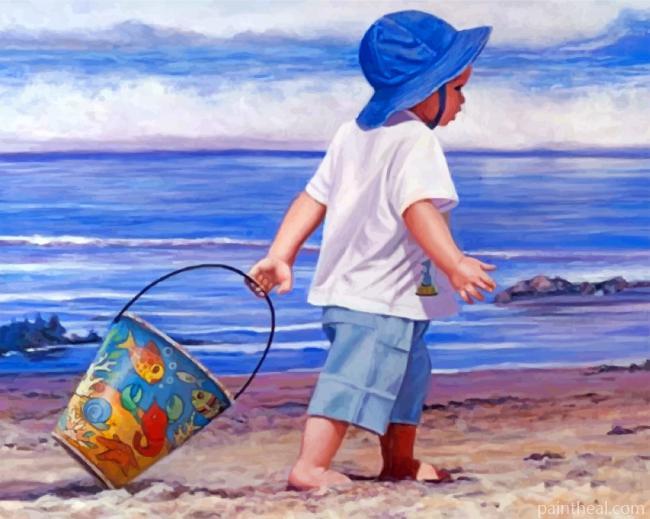 Little Boy On The Beach Painting By Numbers Kits