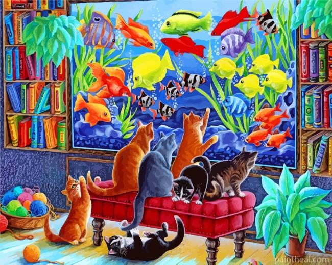 Cats Watching Fishes Painting By Numbers Kits