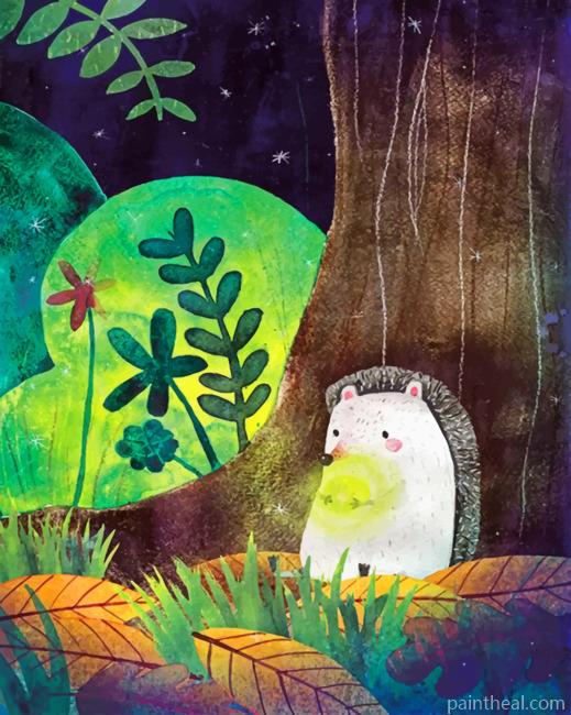 Hedgehog Illustration Painting By Numbers Kits