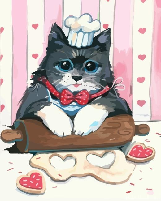 Cute Cat Cooking Painting By Numbers Kits