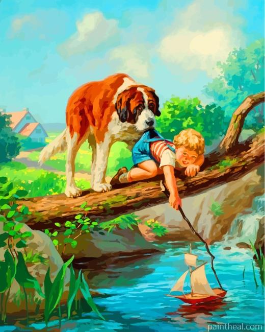 Dog And Little Boy Painting By Numbers Kits