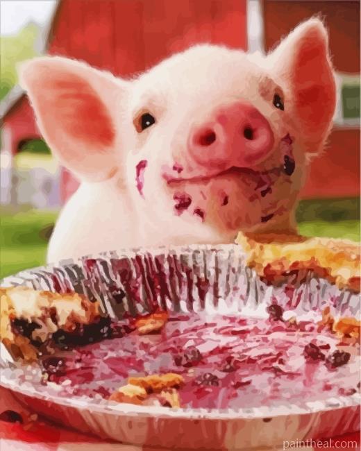 Cute Pig Eating Painting By Numbers Kits