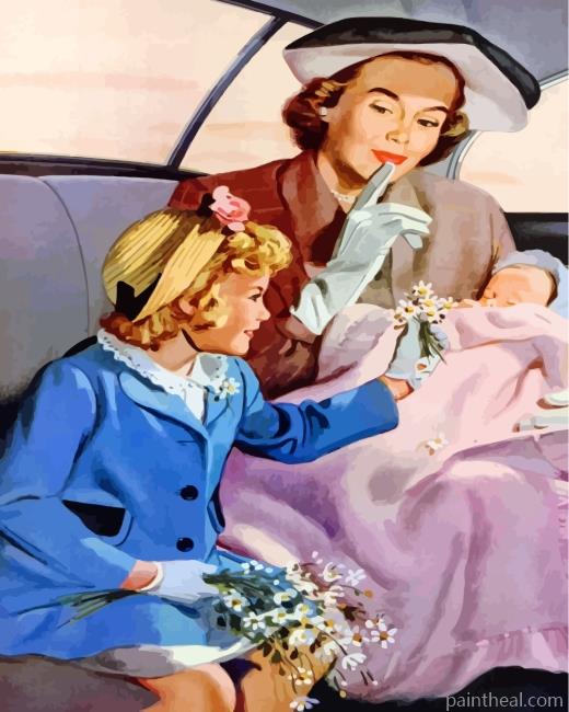 Retro Family Painting By Numbers Kits