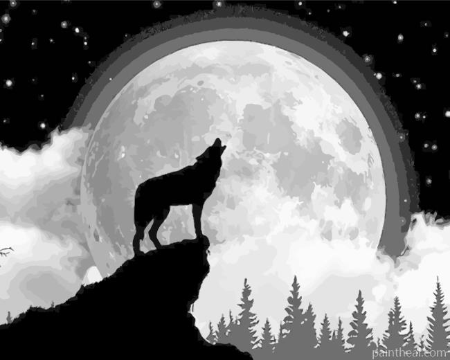 Wolf Silhouette Painting By Numbers Kits
