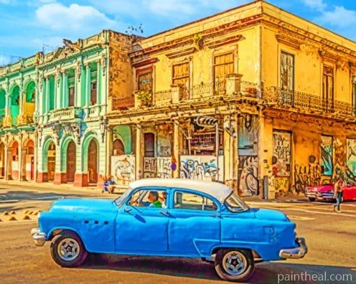 Cuba Blue Car Painting By Numbers Kits