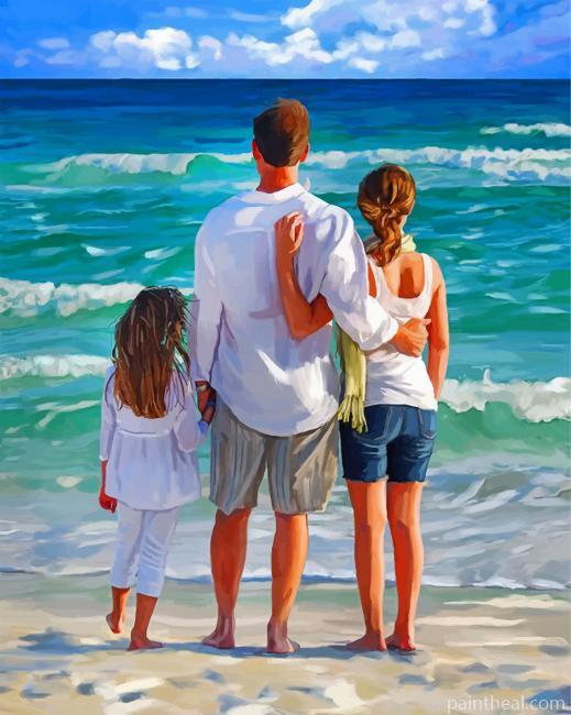 Family In The Beach Painting By Numbers Kits
