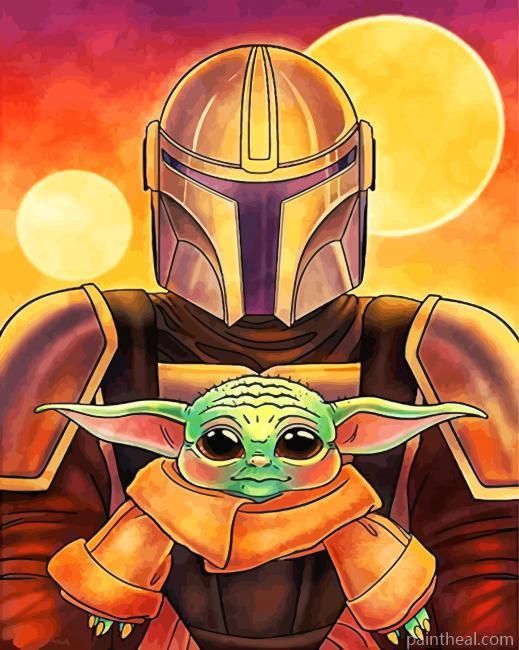Mandalorian And Yoda Painting By Numbers Kits