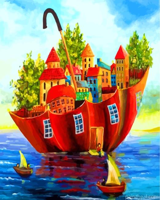 Umbrella Buildings Painting By Numbers Kits