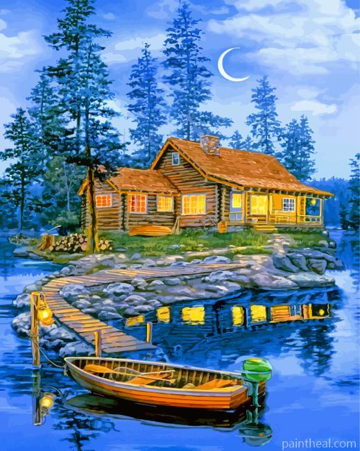 Lakeside Boat Painting By Numbers Kits