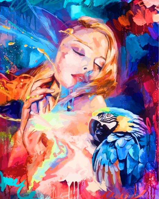 Woman And Parrot Painting By Numbers Kits