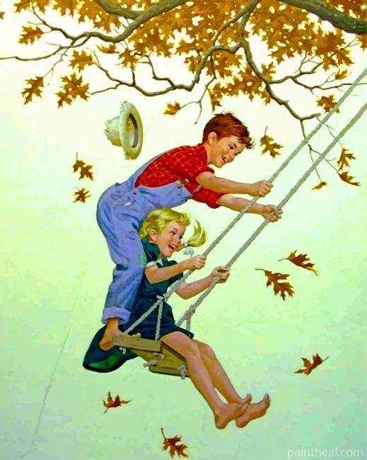 Kids In Swing Painting By Numbers Kits