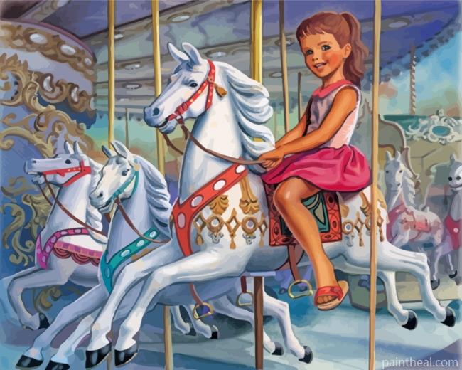 Girl On Carousel Painting By Numbers Kits