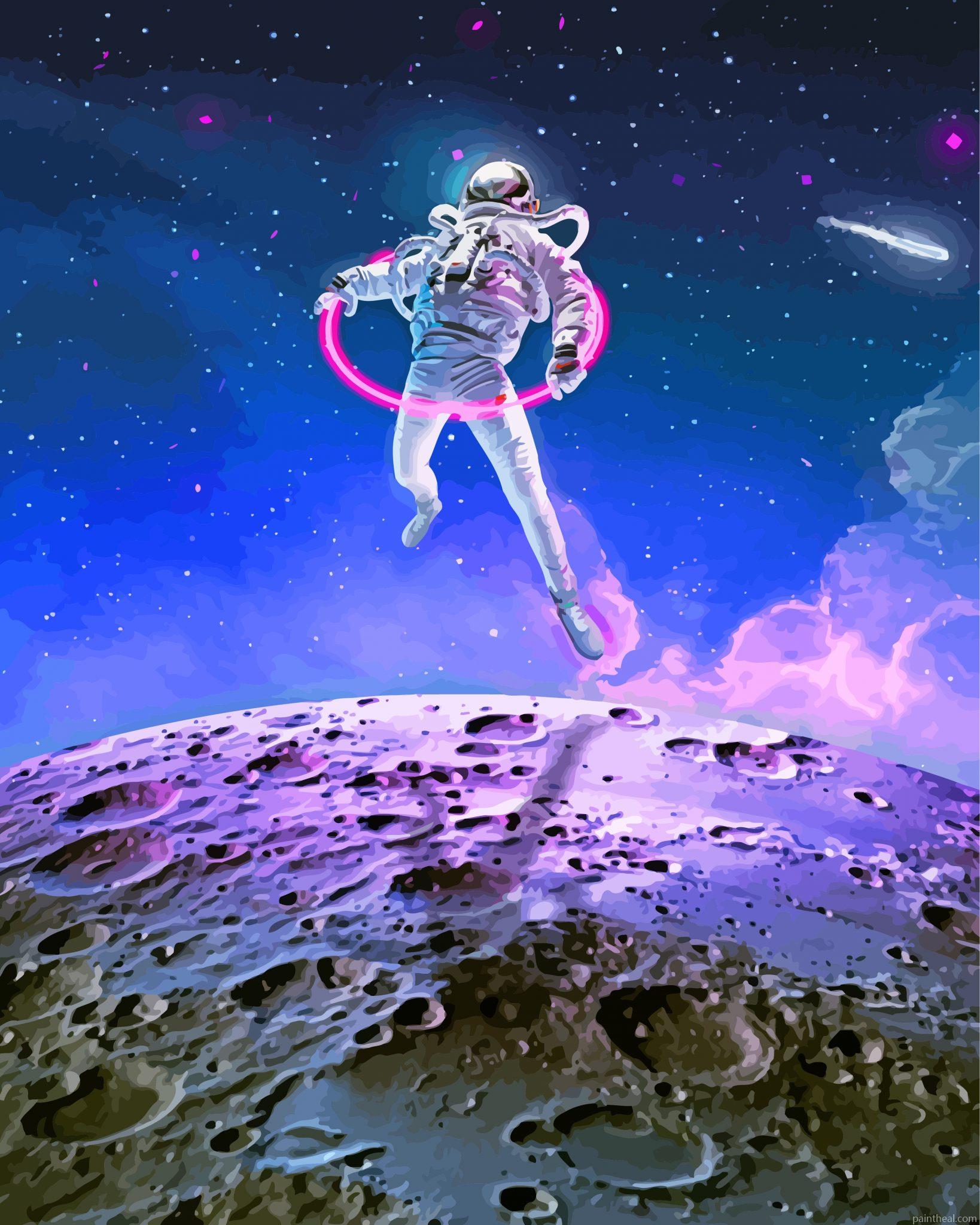 Astronaut Flying In Space Painting By Numbers Kits
