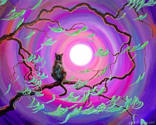 Cat On Tree Branches Painting By Numbers Kits
