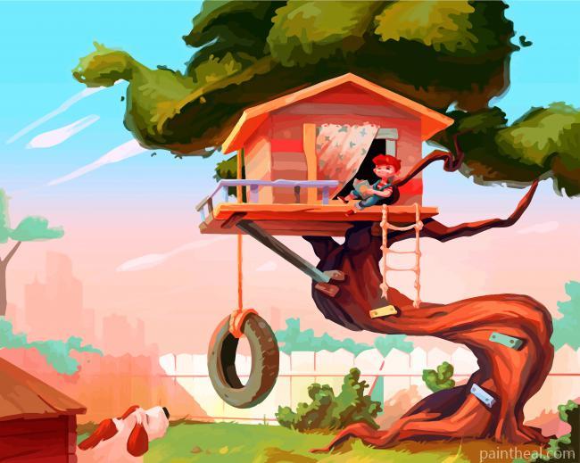 Kid In Tree House Painting By Numbers Kits