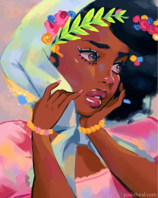 Beautiful Black Lady Painting By Numbers Kits