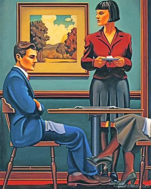Vintage Man In A Coffee Shop Painting By Numbers Kits