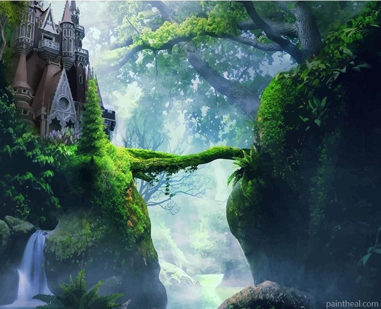 Hidden Forest Castle Landscape Painting By Numbers Kits