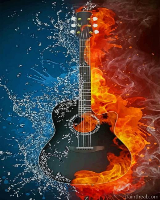 Water Fire Guitar NEW Painting By Numbers Kits