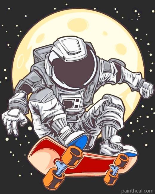 Astronaut Skateboard Painting By Numbers Kits