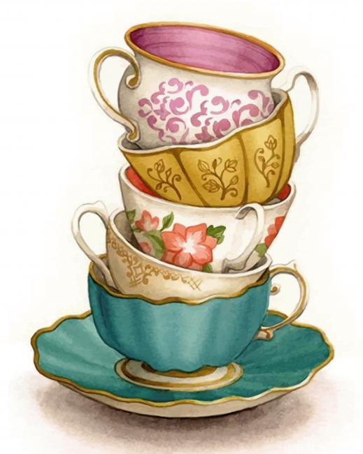 Vintage Coffee Cups Painting By Numbers Kits
