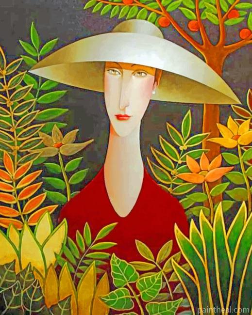 Aesthetic Woman Wearing A Sunhat Illustrations Painting By Numbers Kits