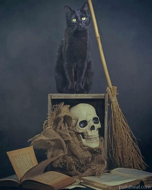 Black Cat And Skull NEW Painting By Numbers Kits