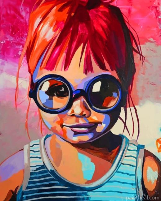 Colorful Little girl Wearing Glasses NEW Painting By Numbers Kits