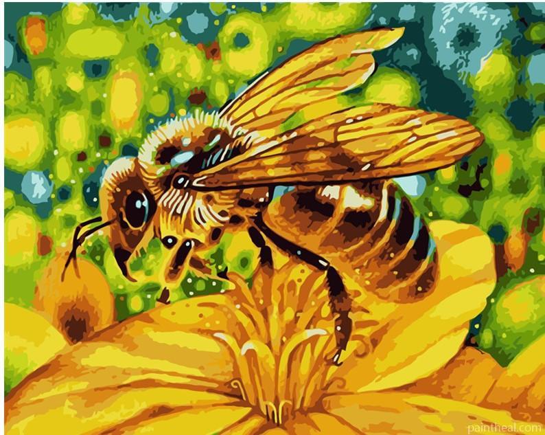 Yellow Flower With a Bee Animals Painting By Numbers Kits