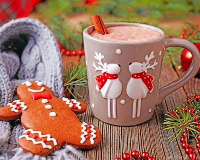 Gingerbread Cookies And Coffee Food Painting By Numbers Kits