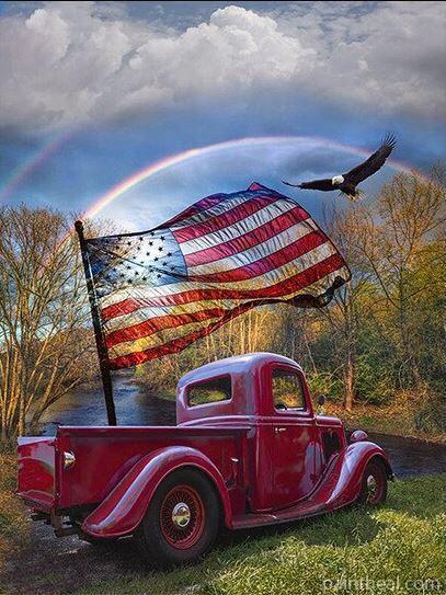 America Flag Car Trucks Painting By Numbers Kits