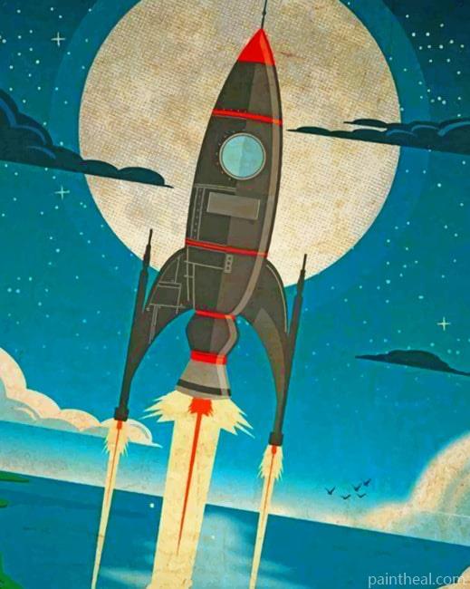 A Rocket Heading Towards the Moon NEW Painting By Numbers Kits