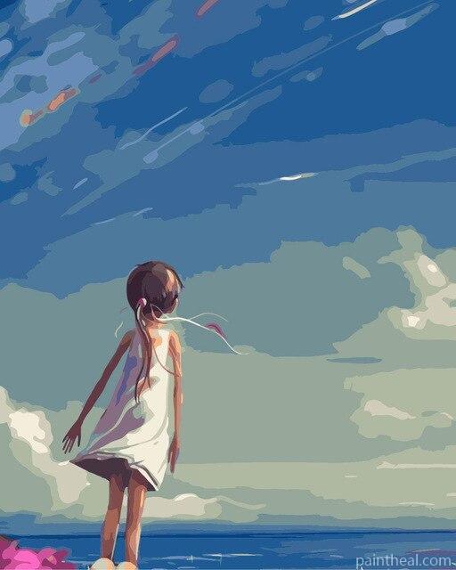 Girl Staring at the Sky People Painting By Numbers Kits