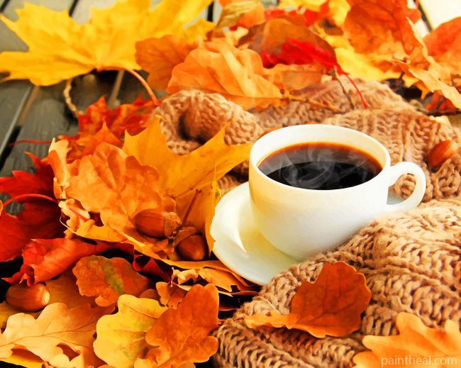 Hot Coffee In Autumn NEW Painting By Numbers Kits