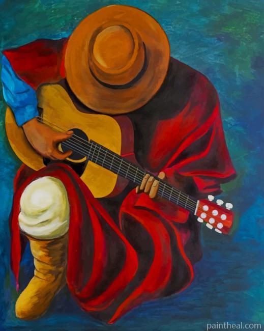 Latino Man Playing Guitar NEW Painting By Numbers Kits