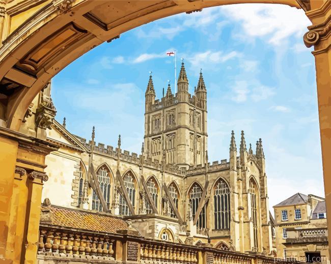 Bath Abbey Tower View In Bath City England Painting By Numbers Kits