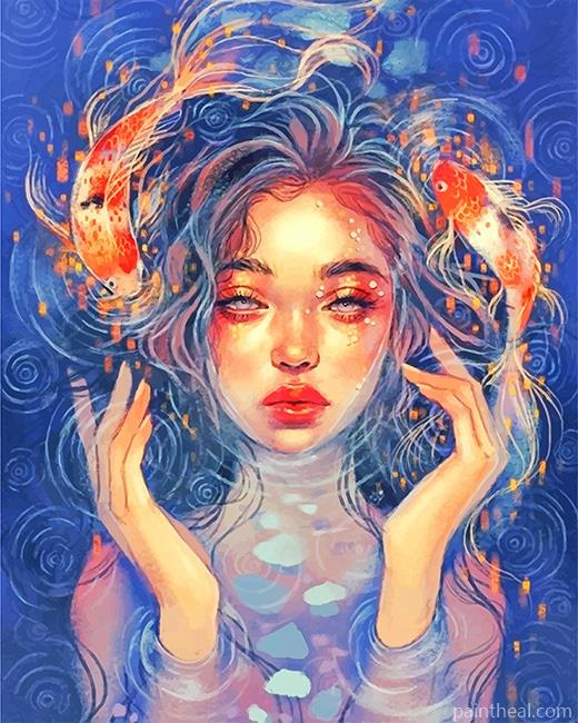 Cute Girl In The Water NEW Painting By Numbers Kits