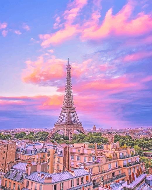 Eiffel Tower Pink Sky NEW Painting By Numbers Kits