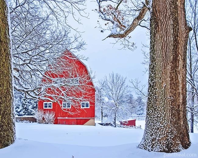 Red Barn Snow NEW Painting By Numbers Kits