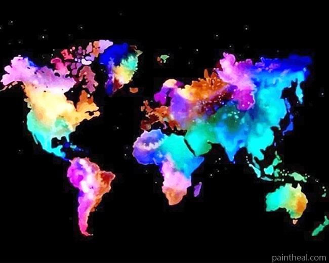 Colorful World Map NEW Painting By Numbers Kits