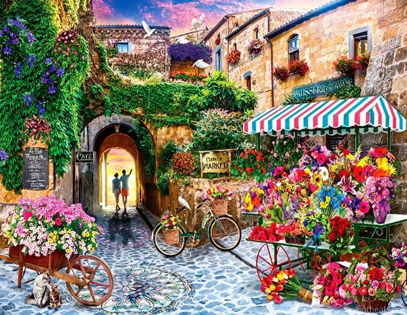 Flowers Store at Toscana Cities Painting By Numbers Kits